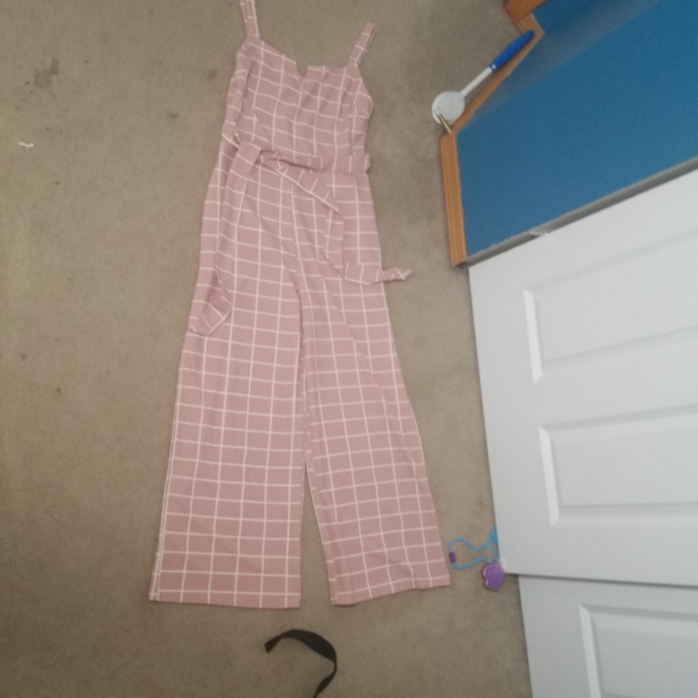 Pink and white romper